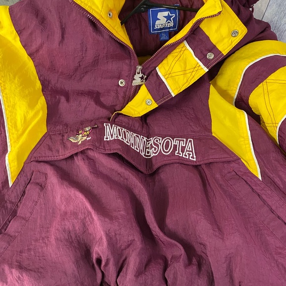 Minnesota Golden Gopher Starter Pullover 1/4 Zip Hooded Jacket Men's Size XL - Picture 3 of 4